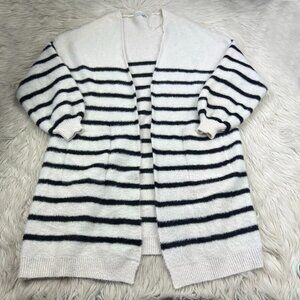 Favlux Fuzzy Knit Striped Open Front Duster Cardigan
